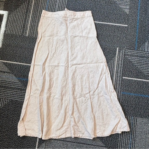 Tahari Linen Maxi Skirt Beige size 10 side zip lace up back - Picture 1 of 8